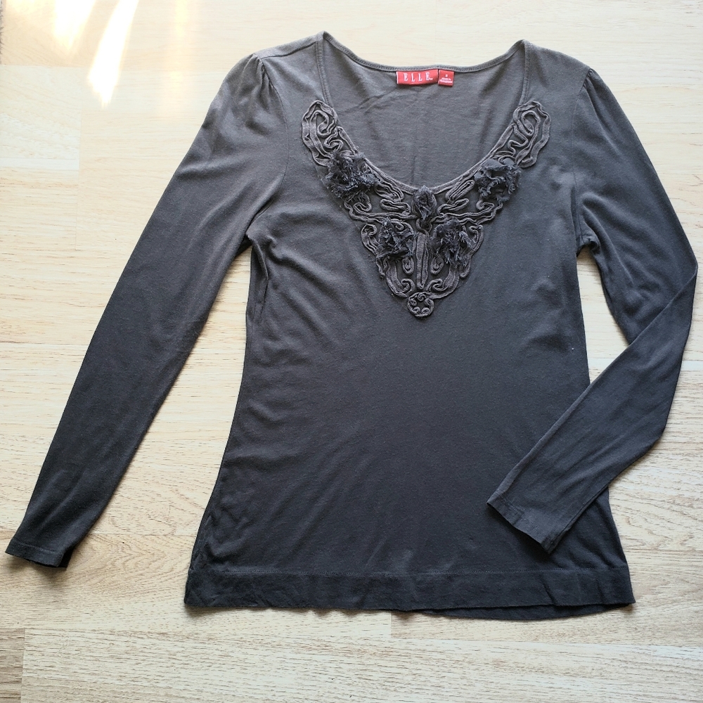 Elle Gray Long Sleeve Top